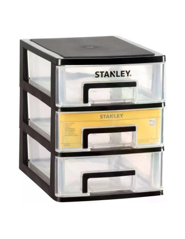 STANLEY Porta minuteria Large 3 Cassetti ESSENTIAL Nero, Giallo e Trasparente 34 x 25 x 32,3 cm STST40712 1