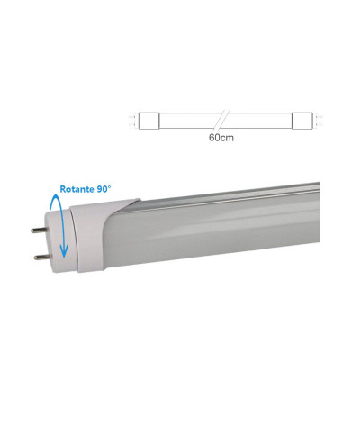 Tubo Led T8 G13 60cm 9W Bianco Neutro 4200K Testa Rotabile Diffusore Opale