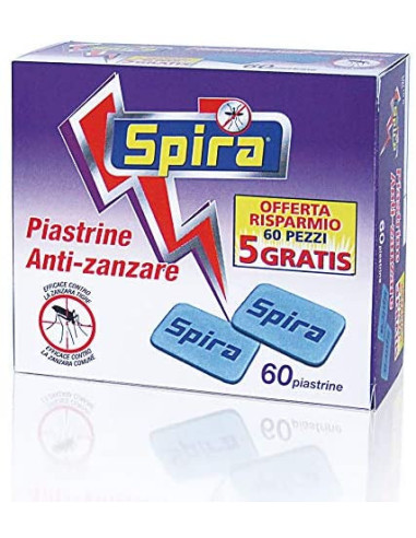 60 Pezzi Piastrine SPIRA Anti Zanzare Ogni Piastra Per 10 Ore Made In Italy