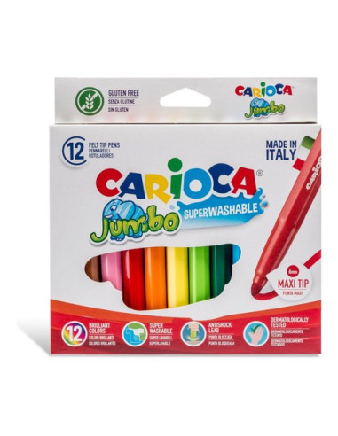 CARIOCA Pennarelli disegno 12 pz JUMBO colori assortiti