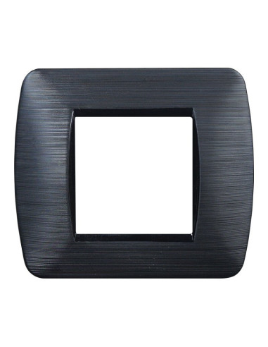 ETTROIT Placca Plastica Serie Space 2P Colore Nero Satinato Compatibile Con Bticino Living Light