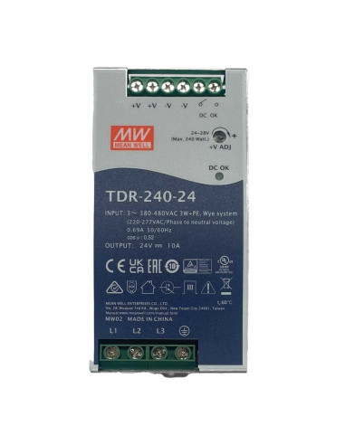 MeanWell TDR-240-24 Alimentatore DIN RAIL 240W 24V 10A Input 380V Trifase Per Uso Industriale