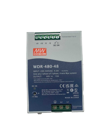 MeanWell WDR-480-48 Alimentatore Slim DIN Rail 480W 48V 10A Input 180-550V