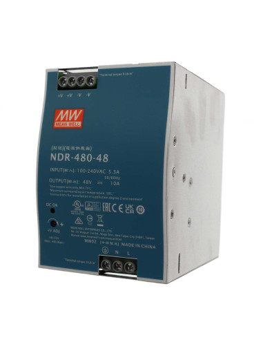 MeanWell NDR-480-48 Trasformatore Rotaia Industriale 48V 480W 10A Barra Guida DIN Rail Power Supply Input 220V 110V