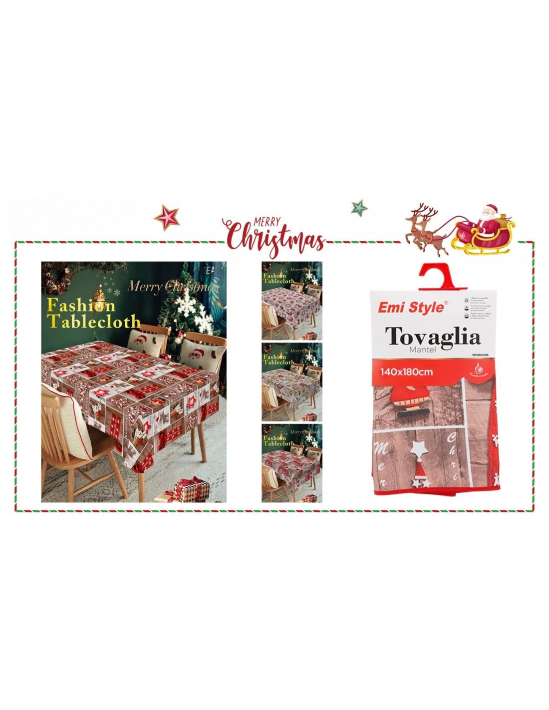 Tovaglia HULE Impermeabile Tema Natale Rettangolare 140X180cm