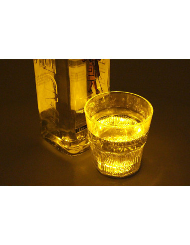 2 PZ Luci Led Sotto Bottiglia Vino Grappa Sotto Bicchiere Colore Giallo Yellow Luminoso Per Bar Pub