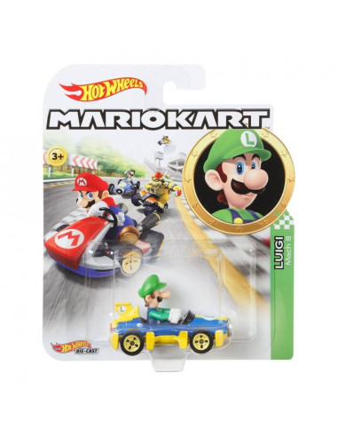 Hot Wheels Mario Kart Luigi - Veicolo in Metallo Scala 1:64