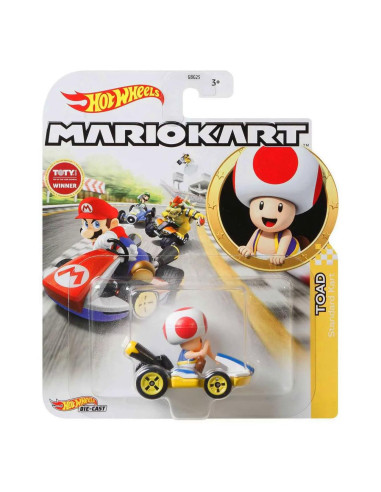 Hot Wheels Mario Personaggio Toad - Veicolo in Metallo Scala 1:64