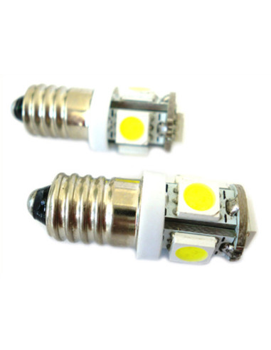 Lampadina Led E10 Vite Miniatura 5 Smd DC 12V No Polarita Luci Bianco Per Auto