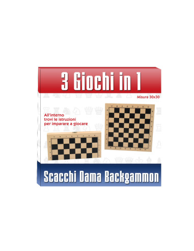 Scacchiera in legno 3 in 1