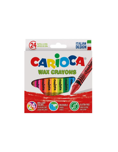 Pastelli a cera Wax Crayons 24 pezzi Carioca