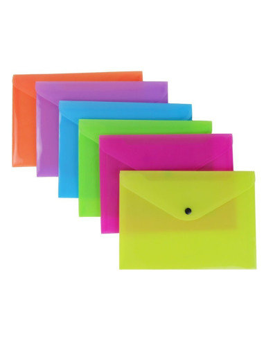 Busta con Bottone A4 Fluo Colori Assortiti