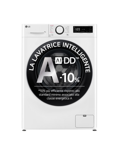 LG F4R3009NSWB Lavatrice 9kg AI DD, Classe A-10%, 1400 giri, Vapore, AI Wash