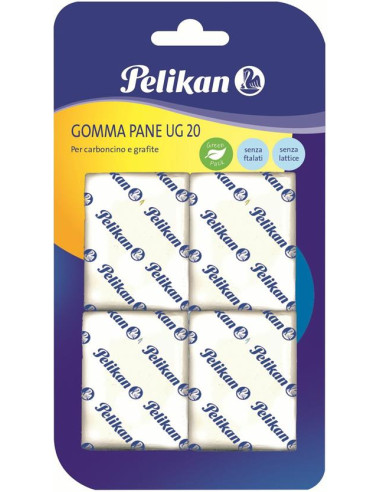 Pelikan Set 4 Gomme da cancellare tipo pane UG20 Bianco