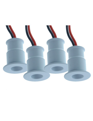 4 PZ Mini Faretto Led Da Incasso 1W DC 12V Caldo 3000K Carcassa Bianca Angolo 30 Gradi Foro 15mm 20X25mm