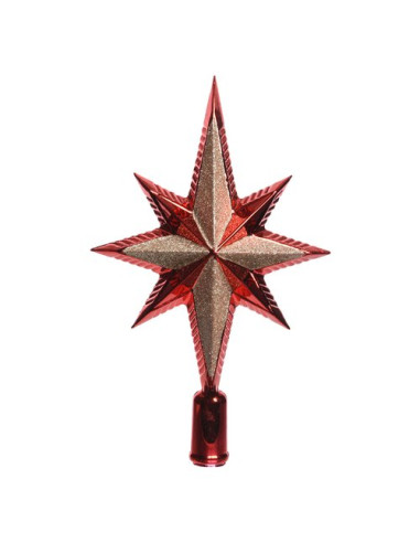 Puntale albero di natale Amicasa 9029099 Stella Lusso Red