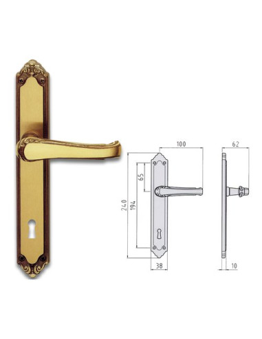 Maniglie porta coppia su placca p90 Ghidini 44394089006 LADY Ottone fu