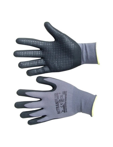 Guanti lavoro Neri 353098 7 NITRAN PLUS Grigio e Nero