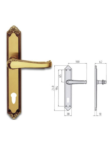 Maniglie porta coppia su placca py85 Ghidini 44394088506 LADY Ottone f