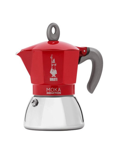 Caffettiera Bialetti 0006942 NP MOKA INDUCTION Cromo e Rosso