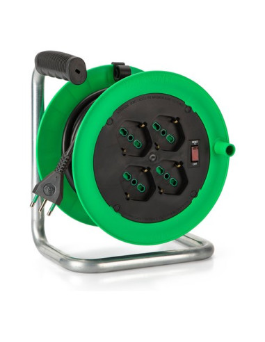 Avvolgicavo elettrico Fanton 146106 ZEUS 4P e interruttore Verde e Ner