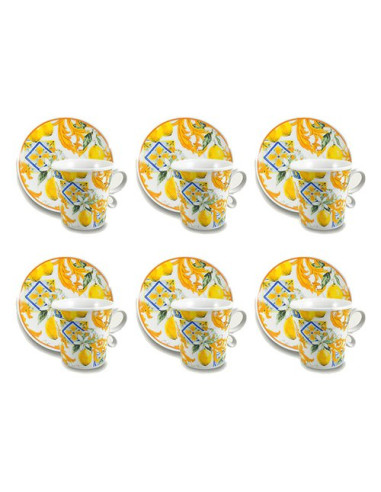 Set tazzine caffè Ar.Ca. 55930 LEMON con piattino Bianco e Giallo