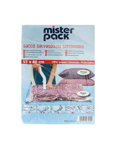 Sacco salvaspazio Cuki Cofresco 913085 MISTER PACK Sottovuoto Traspare