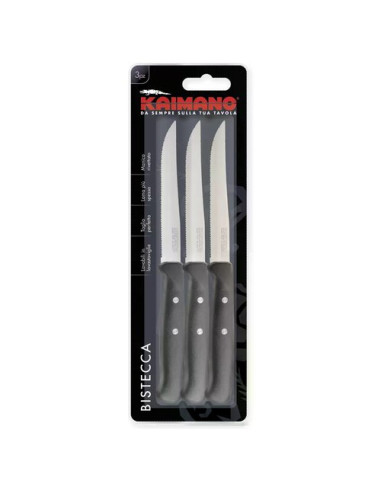 Set coltelli bistecca Kaimano 1023378 PREMIUM Lama denti fini Nero