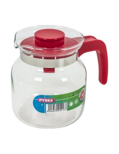 Caraffa Pyrex 711A200 5646 Bricco con coperchio Trasparente e Rosso