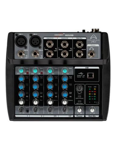 Mixer disc jockey Wharfedale 4401165 CONNECT 802 Usb Nero