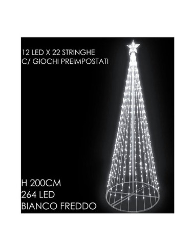 Albero Natale General Trade 450081 CONO 264 Led con Giochi Luce Bianco