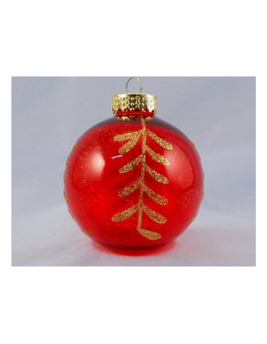 Pallina albero Santa Claus TE191921 Sfera Ramo Rosso Oro Assortito