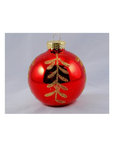 Pallina albero Santa Claus TE191617 Sfera Ramo Rosso Oro Assortito