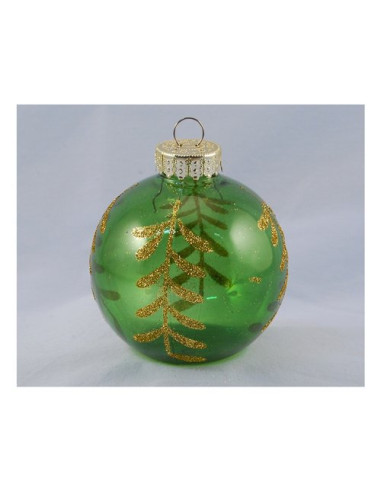 Pallina albero Santa Claus TE191600 Sfera Ramo Verde Oro Assortito