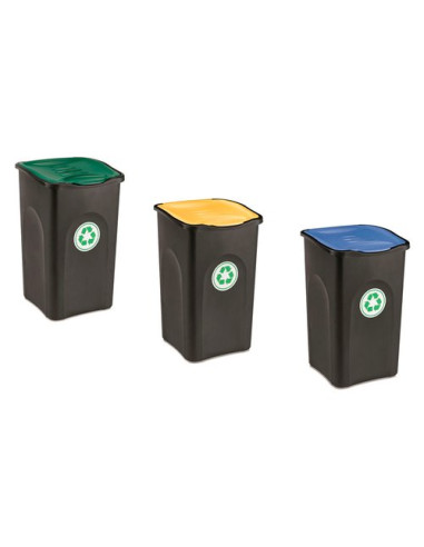 Pattumiera Stefanplast PF70693 ECOGREEN Set 3 Recycling Colori assorti