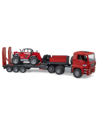 Camion Tga Pianale Ribassato e Caricatore Telescopico Manitou 1:16 Bru