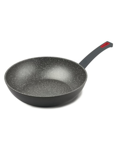 Wok Ghidini Cipriano 2255 VIVÀ Manico lungo Grigio e Rosso