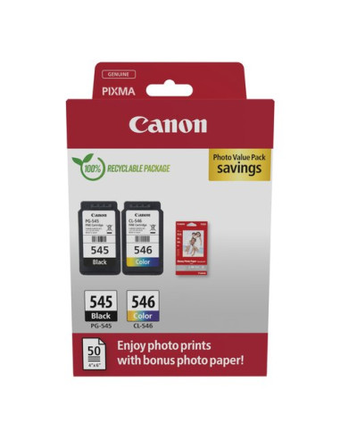 Set cartucce stampante Canon 8287B008 PG 545 CL 546 + carta fotografic