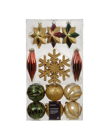 Palline albero Kaemingk 021127 Mixbox sfere e soggetti Red gold