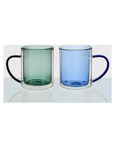 Set tazze mug Amicasa BG21175GB RIO Verde e Blu