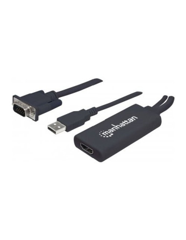 Convertitore video Manhattan 152426 da Vga e Usb ad Hdmi Black