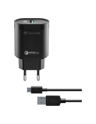 Caricabatterie Cellular Line ACHHUKITQCTYCK CHARGER KIT 18W Black