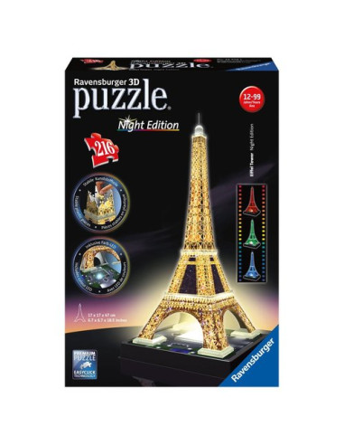 Puzzle Ravensburger 12579 3D Torre Eiffel con Luce