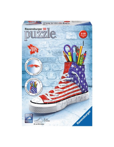 Puzzle Ravensburger 12549 3D Portapenne Sneaker Flag