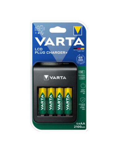 Caricabatterie Varta 057687101441 LCD PLUG CHARGER+ Nero