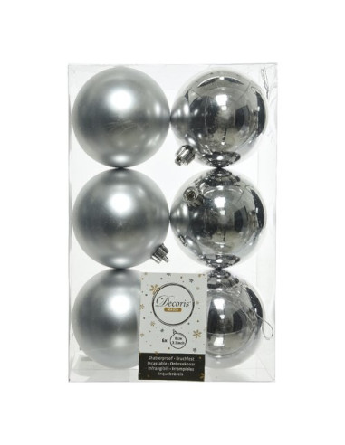 Palline albero Amicasa 9022051 Sfera Mix Silver