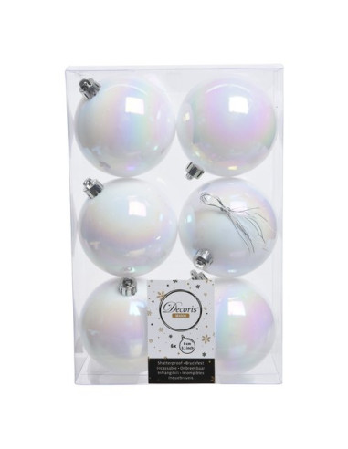 Palline albero Amicasa 9022054 Sfera Mix White iris