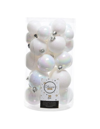 Palline albero Amicasa 9022917 Clindro Sfera Mix White iris