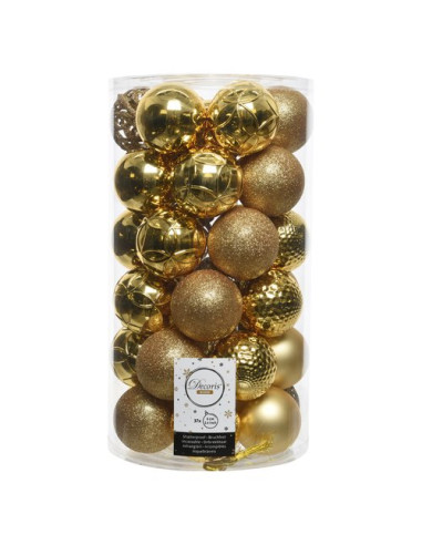 Palline albero Amicasa 9020800 Clindro Sfera Mix Gold