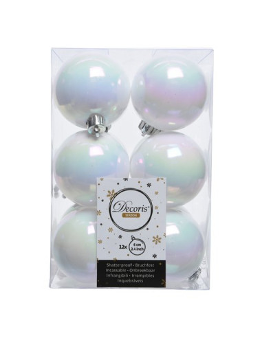 Palline albero Amicasa 9021834 Sfera Mix White iris